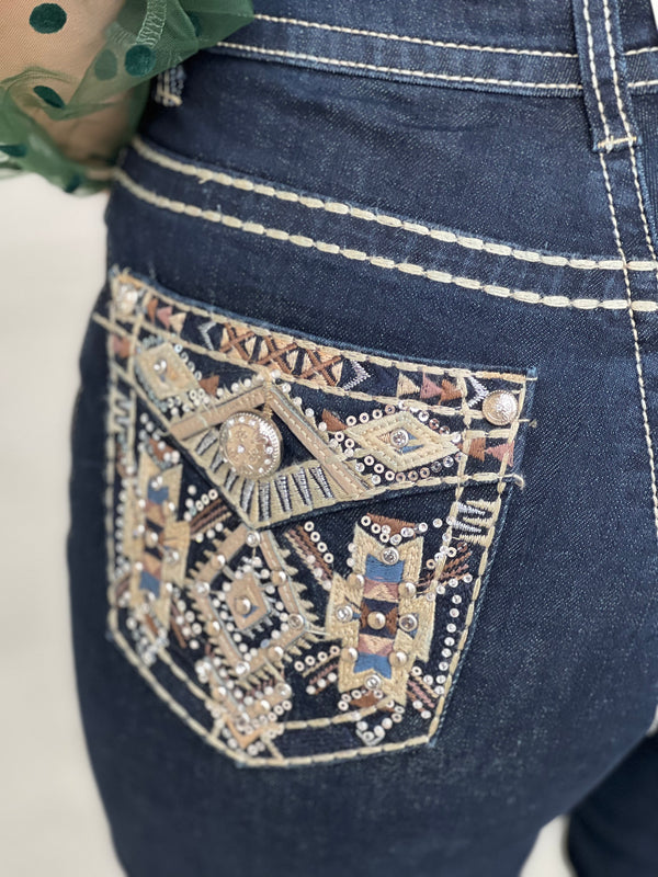 Bonita rhinestone embroidered bootcut jeans