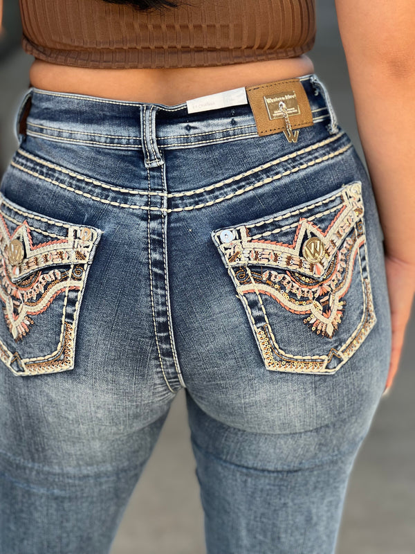 Vista sequin embroidered bootcut jeans