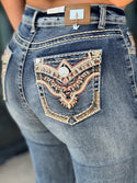 Vista sequin embroidered bootcut jeans