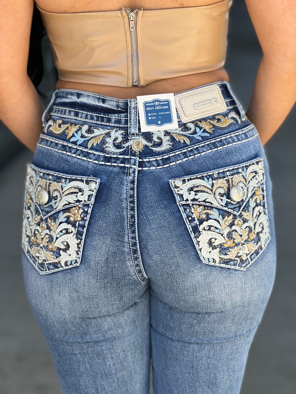 Rosalia embroidered rhinestone bootcut jeans